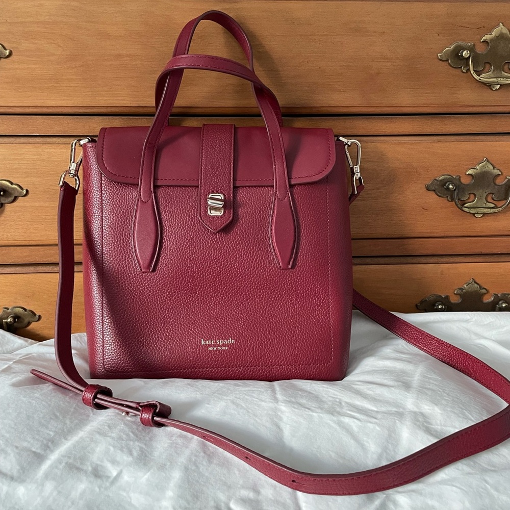 EUC | kate spade North South Tote in Pinot Noir (burgundy) pebbled leather